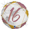 16th Birthday Marble Rose Gold 45cm Foil Balloon
