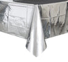 Metallic Silver Plastic Table Cover/ Tablecloth Rectangle 1.37m X 2.74m