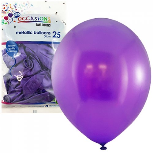 Metallic Purple 30cm Balloons 25pk Top Party Supplies, Hoppers