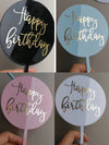 Round Happy Birthday Acrylic Cake Toppers