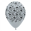 SEMPERTEX 30CM GRADUATION SMILEY FACES SATIN PEARL SILVER LATEX BALLOONS, 6PK