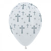 6Pk Holy Cross Pearl White Latex Balloons -SEMPERTEX