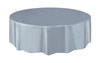 Silver Plastic Tablecover Round 213cm Diameter