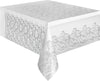 White Lace Clear Rectangle Plastic Tablecloth