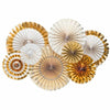 8Pk Haning Fans Decorations Value Pack- Gold