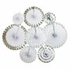 8Pk Haning Fans Decorations Value Pack- Silver