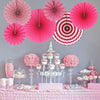 6Pk Haning Fans Decorations Value Pack-  Hot Pink