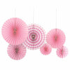 6Pk Haning Fans Decorations Value Pack- Light Pink
