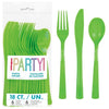 Lime Green Reusable Plastic Cutlery Spoon Fork Knife Pack of 24