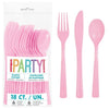 Light Pink Reusable Cutlery Spoon Fork Knife Pack of 18