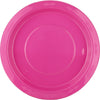 Large Hot Pink Reusable Round Plastic Plates 20pk