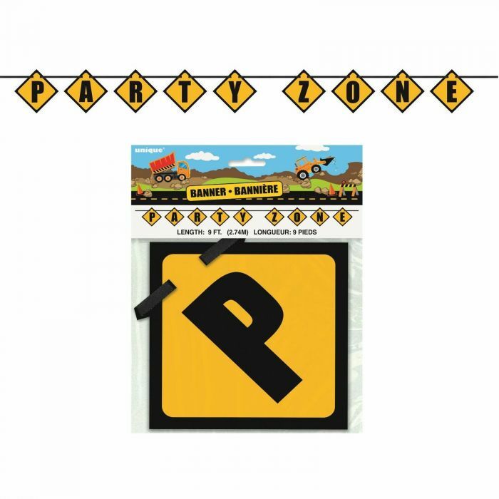 "Party Zone" Construction Theme Party Garland Banner Top Party