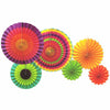 6Pk Haning Fans Decorations Value Pack-  Fiesta Rainbow Diwali Party Decoration