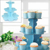 3 Tiers Blue Cardboard Cupcake Stand