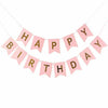 Happy Birthday Light Pink With Gold Letters Bunting Banner