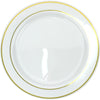 Gold Dual Trim Large White Heavy Duty Plastic Plates