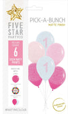 1st Birthday Girl 30cm Pink/white 6pk Latex Balloons