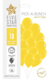 Sempertex Matte Yellow 30cm Latex Balloon 18pk