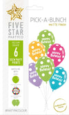 Happy Birthday 30cm Rainbow cols 6pk Latex Balloons