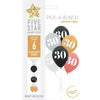 Number 30 Birthday 30cm Asstorted 6pk Latex Balloons