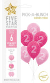Girl’s 2nd Birthday 30cm Asstorted 6pk Latex Balloons
