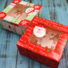 RED CHRISTMAS Clear Window 4 Cups CupCake Box With insert