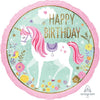 Unicorn Happy Birthday  45cm Foil Balloon