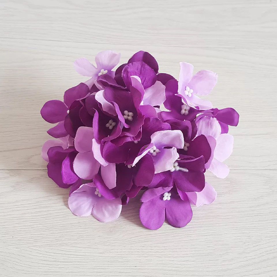Purple Hydrangea Artificial Flower Head Top Party Supplies, Hoppers