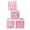 BABY Clear Balloon Box Blocks WITH Letters 4 Boxes Baby Shower Decoration