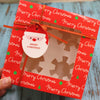 RED CHRISTMAS Clear Window 4 Cups CupCake Box With insert