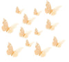 Metallic Rose Gold 12pcs 3D Butterfly  Wall Decoration Cake Topper Balloon Sticker Kit