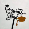 Congrats Grad Graduation Hat Black Acrylic Cake Topper