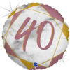 40th Birthday Marble Rose Gold 45cm Foil Balloon