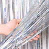 Holographic Silver Door Foil Curtain Backdrop 100X200CM