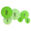 6Pk Haning Paper Fans Decorations Value Pack- Green