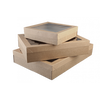 100PCS 558x252x80mm Extra Large Catering Tray With Brown Window Lid Grazing Box