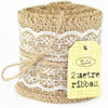 Lace Hessian Ribbon 2meters -White